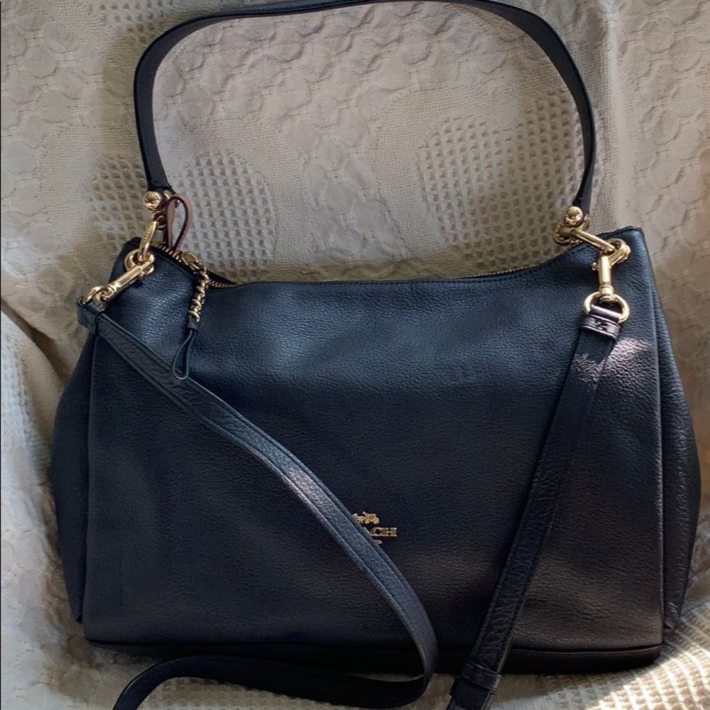 Coach F28966 Mia Shoulder Bag Pebble Leather Blue